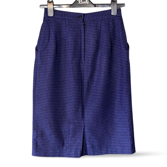 Paradox purple and black Houndstooth Pencil wool Skirt - Picture 3 of 5
